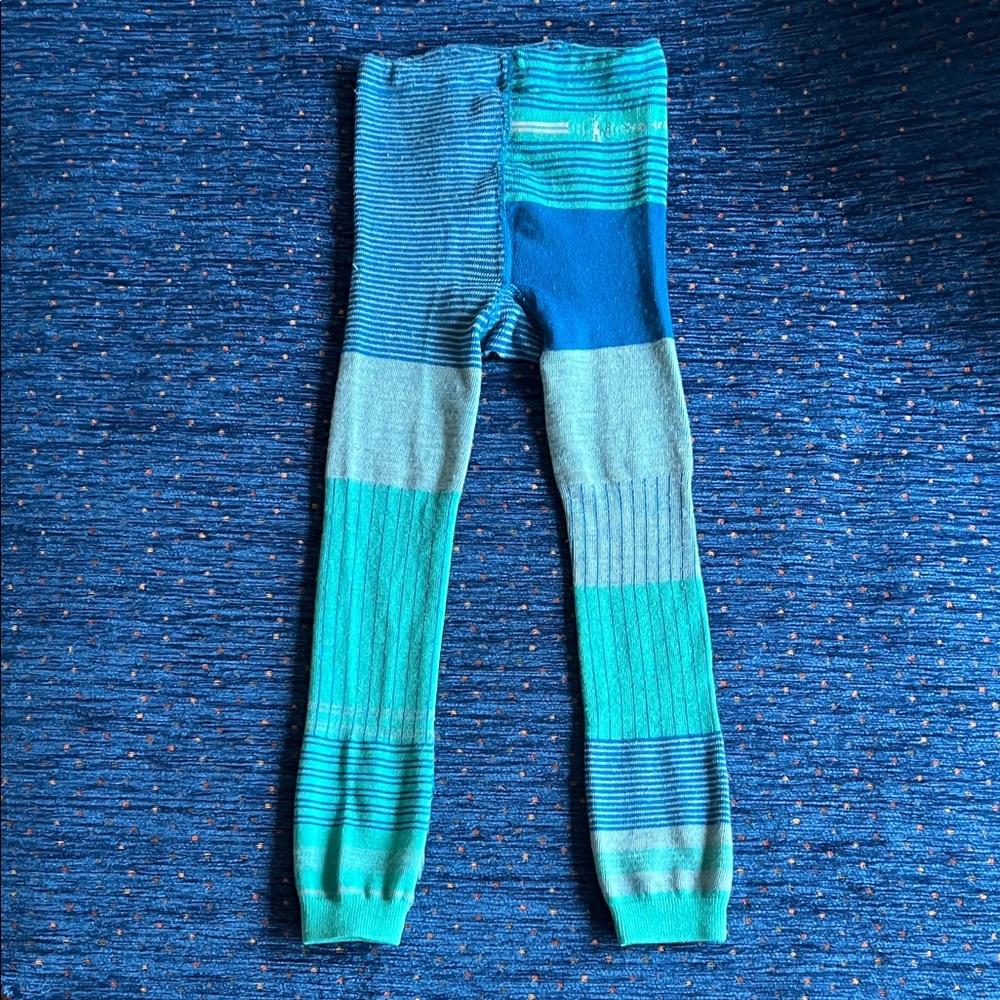 Smartwool Kids Striped wool Knit Leggings - Blue/Turquoise size medium